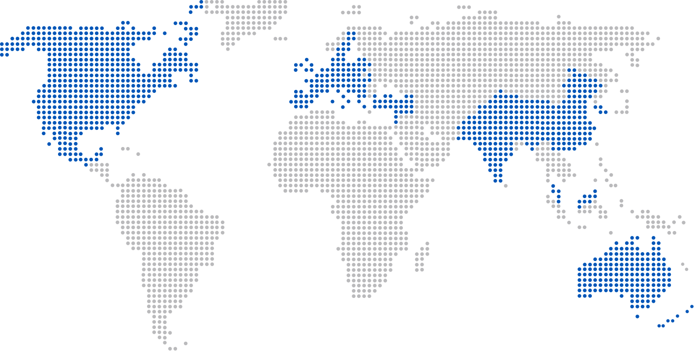 Weltkarte mit eingefärbten Exportländern von ACH Solution
